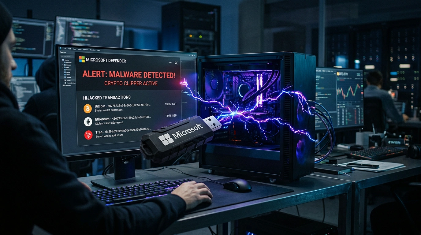 Microsoft попередила про Crypto Clipper: вiрус через USB пiдмiняє адреси криптогаманцiв
