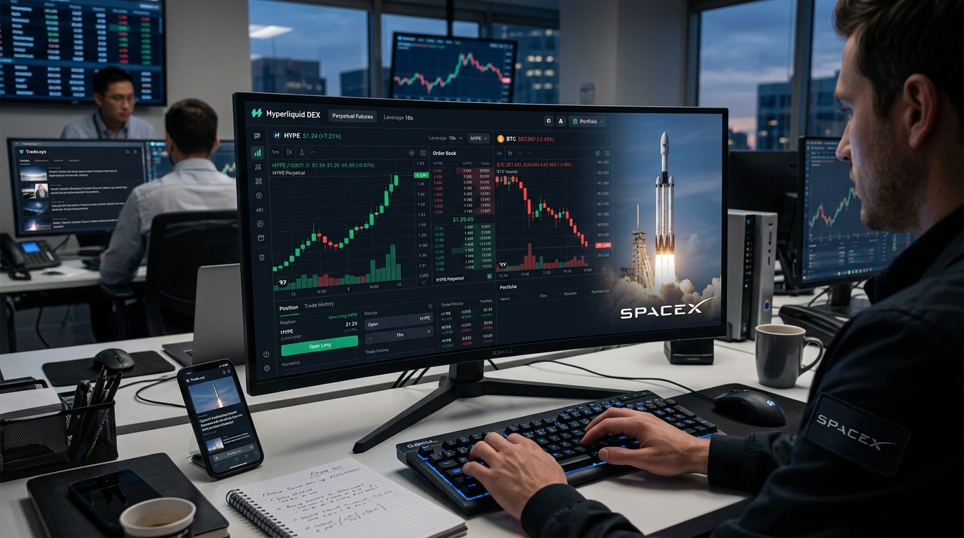 SpaceX пре-IPO на Hyperliquid: HYPE вырос на 7%, пока Bitcoin падал